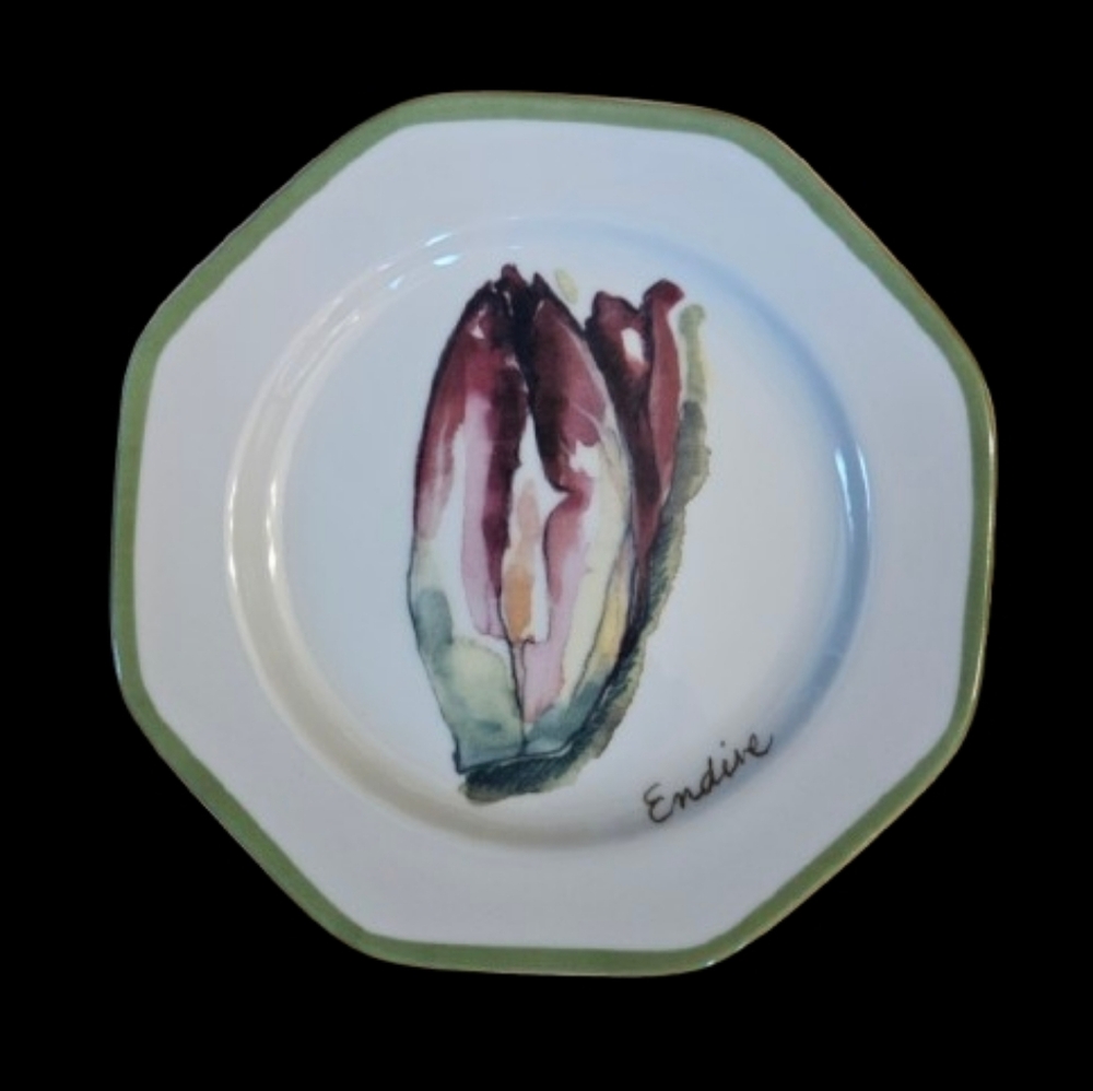 *NWOT William Sonoma Vegetable Garden Appetizer Plates 6 w/2 Dressing Bowls - Picture 4 of 11